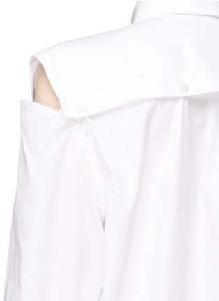 细节 - 点击放大 - VALENTINO GARAVANI - 镂空切割府绸衬衫拼接蕾丝连衣裙