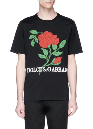 首图 - 点击放大 - DOLCE & GABBANA - 玫瑰印花纯棉T恤
