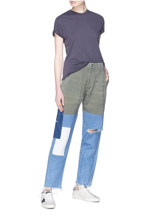 模特儿示范图 - 点击放大 - SANDRINE ROSE - The Joshua拼接设计破洞牛仔裤