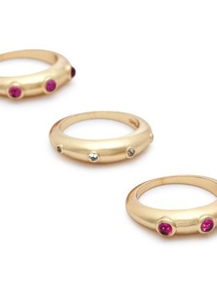 细节 - 点击放大 - ELIZABETH AND JAMES - Pheonix红宝石点缀镀金戒指三件套