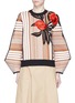 首图 - 点击放大 - ROKSANDA - Nikko花卉提花灯笼袖拼色条纹针织衫