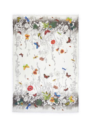 首图 - 点击放大 - FRANCO FERRARI - 蝴蝶花卉图案棉混羊绒围巾