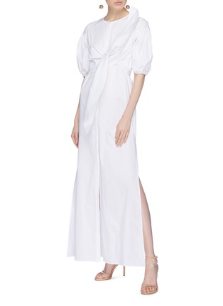 模特示范图 - 点击放大 - LEAL DACCARETT - Hada系结装饰泡泡袖连衣裙