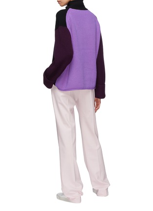 模特儿示范图 - 点击放大 - VICTORIA, VICTORIA BECKHAM - oversize拼色羊毛罗纹高领针织衫