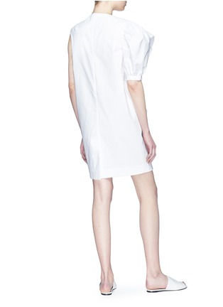 模特示范图 - 点击放大 - XIAO LI - 蝴蝶结褶裥布饰不对称纯棉连衣裙