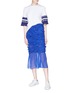 模特示范图 - 点击放大 - Minki - 凹凸褶裥布饰网纱鱼尾裙