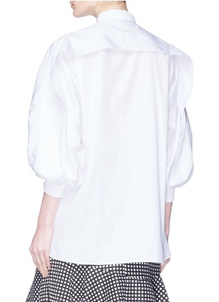 背面 - 点击放大 - Minki - 褶裥灯笼袖布饰拼接府绸衬衫