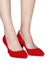 模特儿示范图 - 点击放大 - PEDDER RED - Olivia绒面真皮尖头高跟鞋
