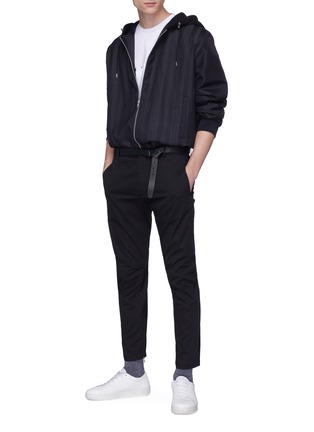 模特儿示范图 - 点击放大 - LANVIN - 反光条纹品牌名称纯棉T恤
