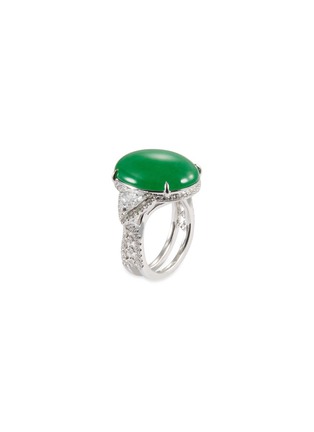 模特儿示范图 - 点击放大 - SAMUEL KUNG - Diamond jade 18k white gold ring