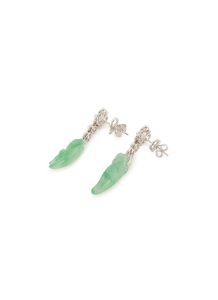 细节 - 点击放大 - SAMUEL KUNG - Diamond jadeite 18k white gold mismatched drop earrings