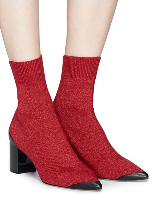 模特儿示范图 - 点击放大 - PEDDER RED - Jacob闪亮针织粗跟袜靴
