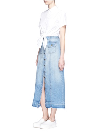 模特示范图 - 点击放大 - CURRENT/ELLIOTT - THE SALLY须边牛仔半身裙