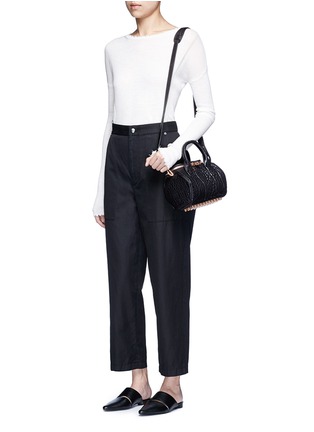 模特儿示范图 - 点击放大 - HELMUT LANG - 单色棉混亚麻阔腿裤