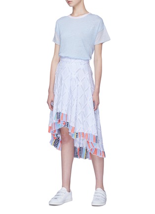 模特儿示范图 - 点击放大 - LEMLEM - Besu拼接裙摆褶裥条纹半身裙