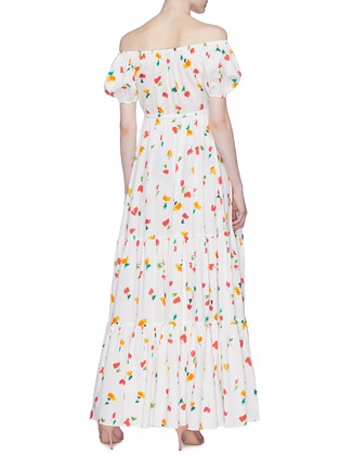 背面 - 点击放大 - CAROLINE CONSTAS - Bardot花卉图案一字领泡泡袖连衣裙