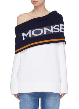 首图 - 点击放大 - MONSE - 品牌名称条纹搭叠露肩羊毛针织衫
