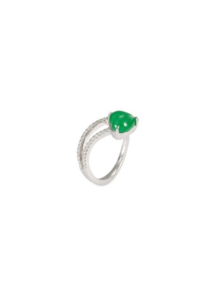 模特儿示范图 - 点击放大 - SAMUEL KUNG - Diamond jadeite 18k white gold wavy ring