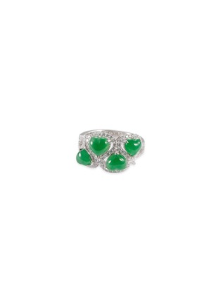 首图 - 点击放大 - SAMUEL KUNG - Diamond jade heart charm 18k white gold ring