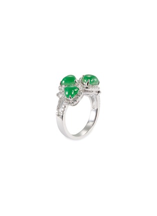 模特儿示范图 - 点击放大 - SAMUEL KUNG - Diamond jade heart charm 18k white gold ring
