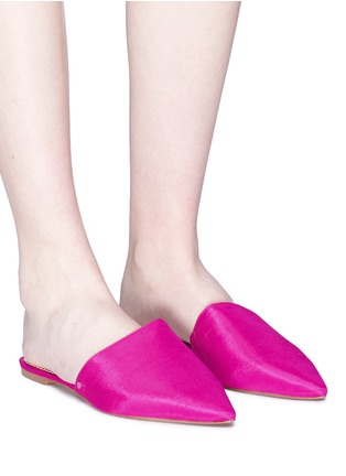 FUCHSIA SATIN 'Rumi' silk satin mules