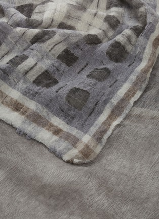 细节 - 点击放大 - DEVOA - 格纹拼接羊毛混丝及莫代尔围巾
