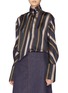 模特儿示范图 - 点击放大 - ROKSANDA - Mila系带长领巾条纹衬衫