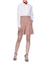 模特儿示范图 - 点击放大 - CALVIN KLEIN 205W39NYC - 荷叶边羊毛格纹半裙