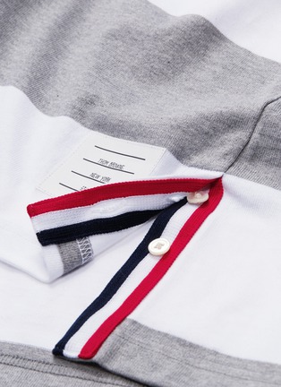  - THOM BROWNE - 拼色条纹针织polo衫