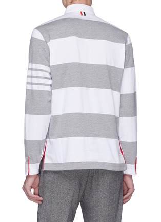 背面 - 点击放大 - THOM BROWNE - 拼色条纹针织polo衫