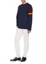 模特儿示范图 - 点击放大 - CALVIN KLEIN 205W39NYC - 拼色针织条纹纯棉上衣