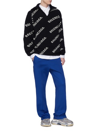 模特儿示范图 - 点击放大 - BALENCIAGA - 品牌名称半开襟oversize针织衫