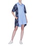 模特儿示范图 - 点击放大 - STELLA MCCARTNEY - 格纹及条纹拼接纯棉衬衫裙