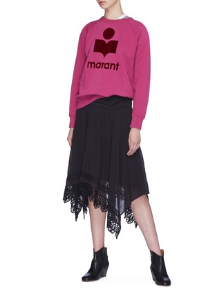 模特儿示范图 - 点击放大 - ISABEL MARANT ÉTOILE - Milly植绒品牌标志混棉卫衣
