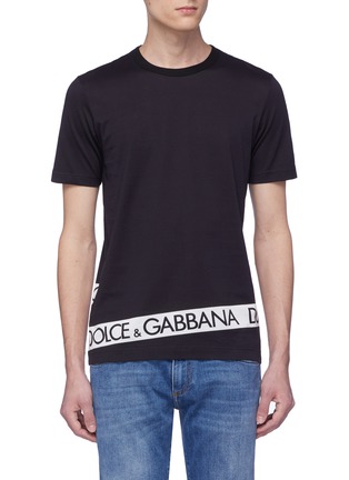 首图 - 点击放大 - DOLCE & GABBANA - 品牌名称条纹纯棉T恤
