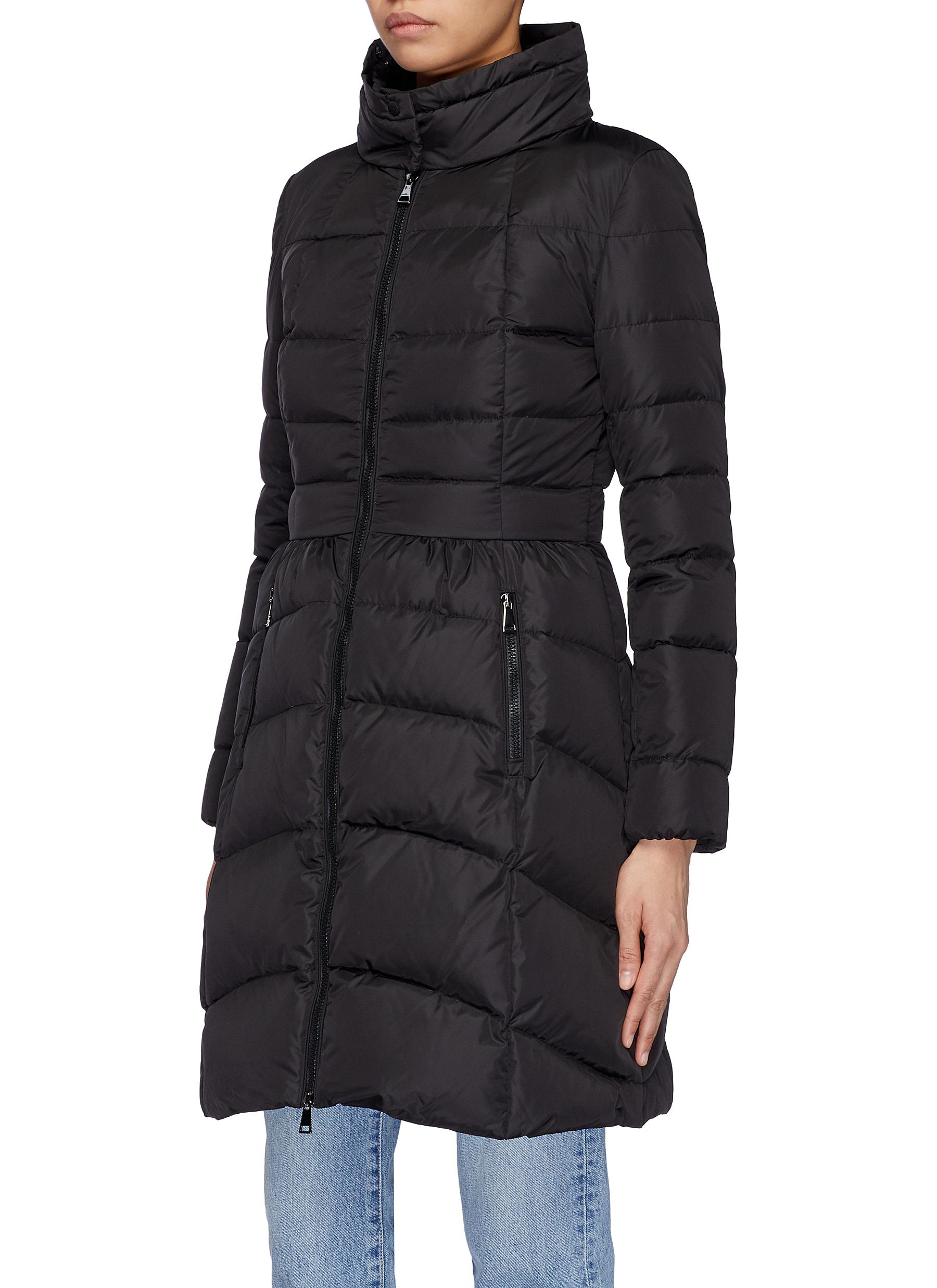 MONCLER  【HIRONDELLE 】 Moncler Hirondelle蓝狐毛边饰绗缝羽绒大衣