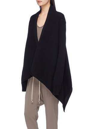 正面 -点击放大 - RICK OWENS - Fisherman Medium披肩式羊毛罗纹针织外套