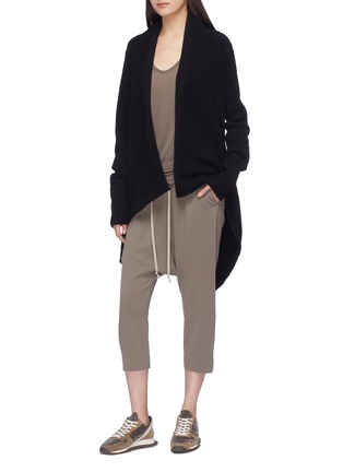 模特儿示范图 - 点击放大 - RICK OWENS - Fisherman Medium披肩式羊毛罗纹针织外套
