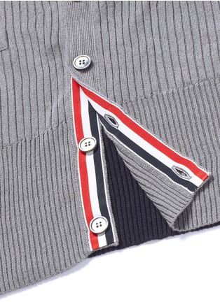 细节 - 点击放大 - THOM BROWNE - 条纹点缀拼色设计针织外套