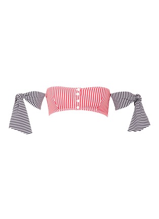 首图 - 点击放大 - SOLID & STRIPED - The Mackenzie系带布饰条纹比基尼泳衣