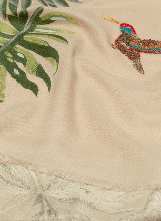 细节 - 点击放大 - JANAVI - 雀鸟叶片刺绣羊绒混美丽诺羊毛围巾