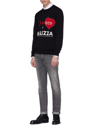 模特儿示范图 - 点击放大 - DOLCE & GABBANA - L'Amore è BELLEZZA标语嵌花羊绒针织衫