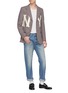 模特儿示范图 - 点击放大 - GUCCI - x Major League Baseball NY字母格纹混羊毛西服外套