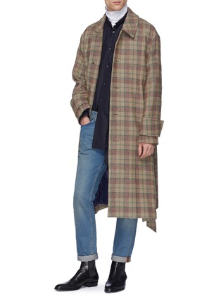 模特儿示范图 - 点击放大 - WOOYOUNGMI - 腰带格纹混羊毛大衣