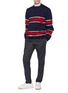 模特儿示范图 - 点击放大 - CALVIN KLEIN 205W39NYC - 拼色条纹羊毛混马海毛针织衫