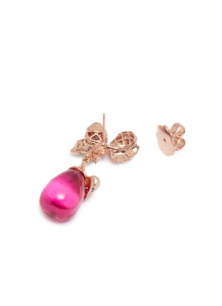 细节 - 点击放大 - ANABELA CHAN - 'Pinkberry' diamond gemstone freshwater pearl drop earrings