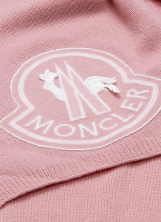 细节 - 点击放大 - MONCLER - 品牌标志羊毛混羊绒针织围巾