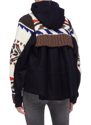 背面 - 点击放大 - SACAI - 拼色花纹高领羊毛针织斗篷式上衣