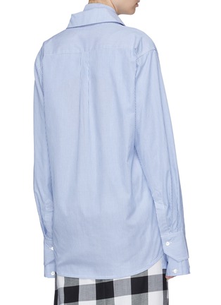 背面 - 点击放大 - Delada - 中性款双层设计拼色条纹府绸衬衫