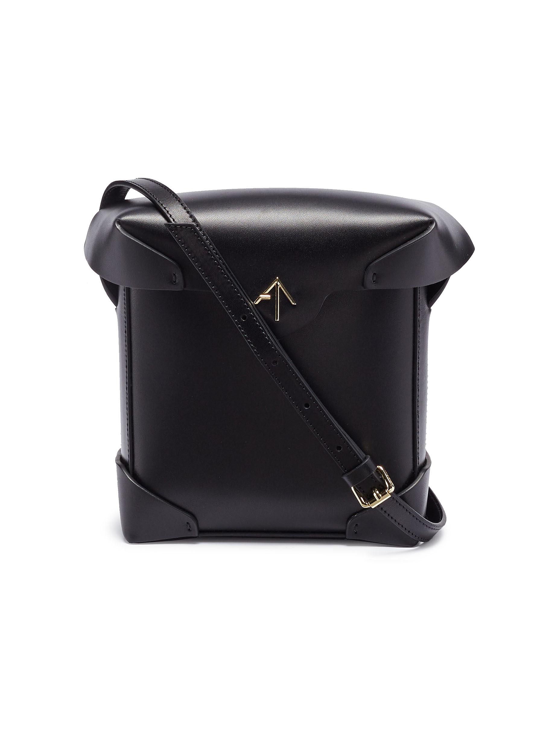 MANU ATELIER 'Pristine' mini leather crossbody bag BLACK